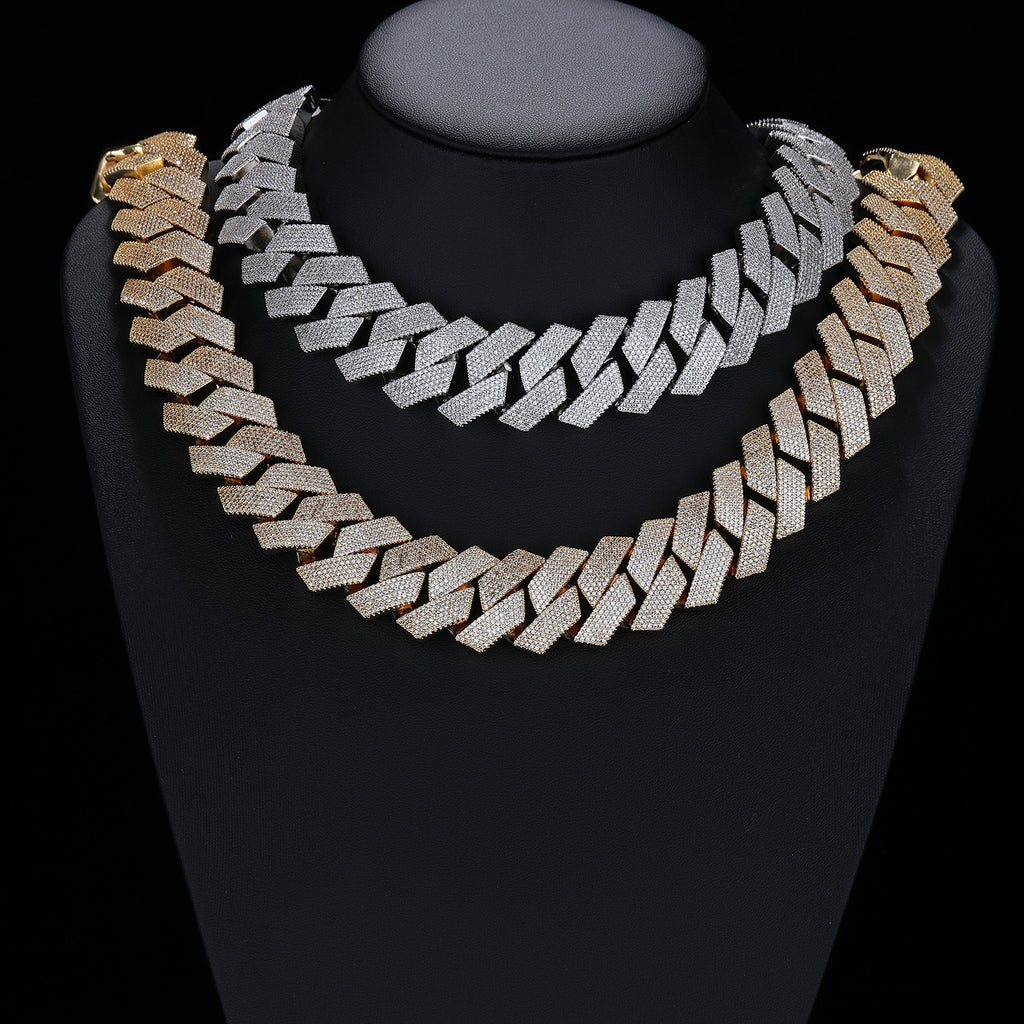 Luxury 25mm 6-Row Iced Cuban Chain | Gold & White Gold Plated