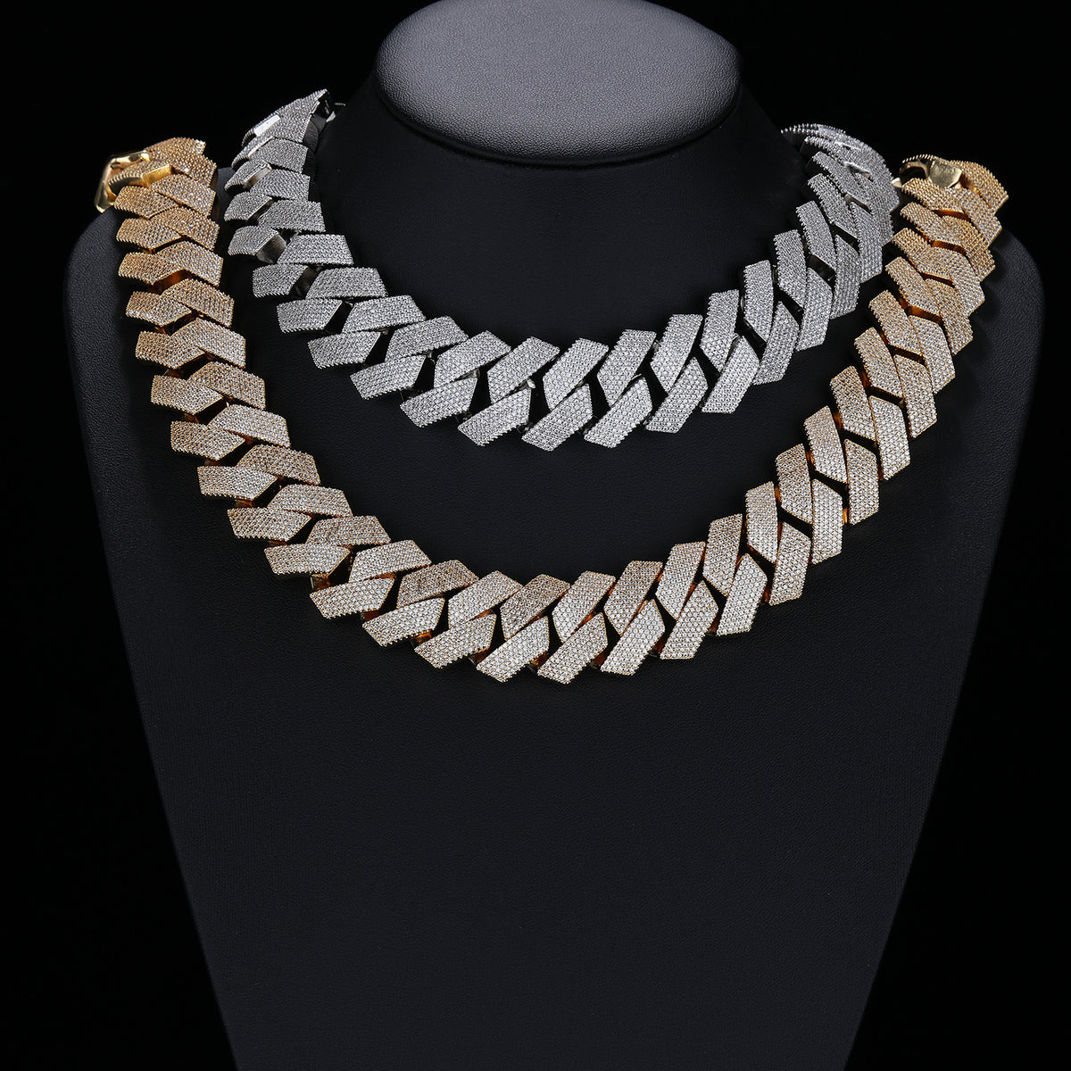 Luxury 25mm 6-Row Iced Cuban Chain | Gold & White Gold Plated