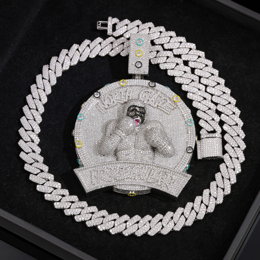 Trendy Heavy Gorilla Boxer Large Men Pendant, Fully Iced Out CZ, Real Gold Electroplated Hip Hop Statement Jewelry