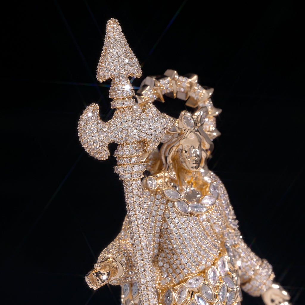 Luxury Heavy-Duty Statue of Liberty Large Men Pendant, Fully Iced Out Moissanite, Rare Collectible Hip Hop Jewelry