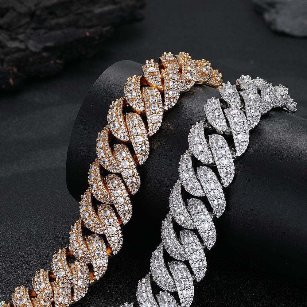 25mm Iced Bubble Cuban Chain Set | Premium Hip Hop Necklace & Bracelet for Men
