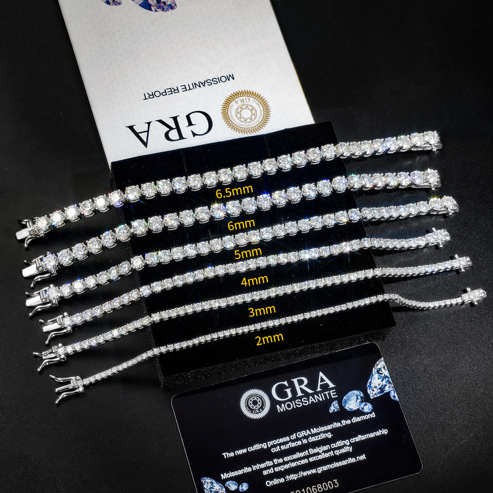 Premium 6mm S925 Silver Moissanite Single Row Tennis Chain | Necklace & Bracelet