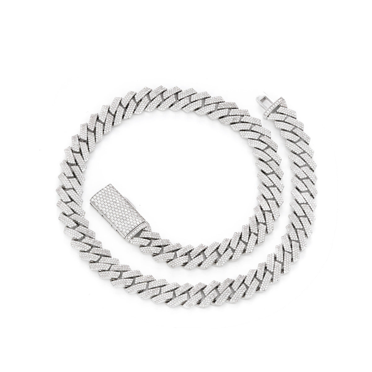 Top Luxury 12mm 3-Row Diamond Cut Fully Iced Moissanite Cuban Link Chain, Men Hip Hop Statement Necklace