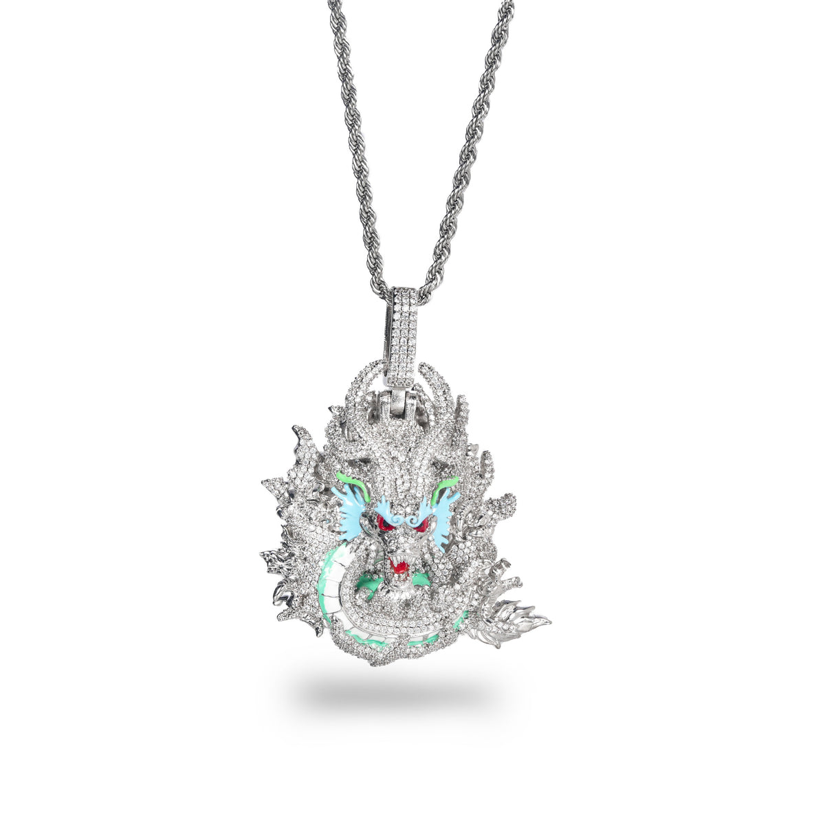 Bold Chinese Zodiac Dragon Fully Iced Out Moissanite Pendant, Street Rap Trendy Hip Hop Jewelry, Real Gold Electroplated