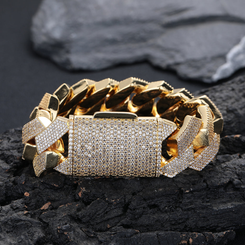 Luxury 25mm 6-Row Iced Cuban Chain | Gold & White Gold Plated