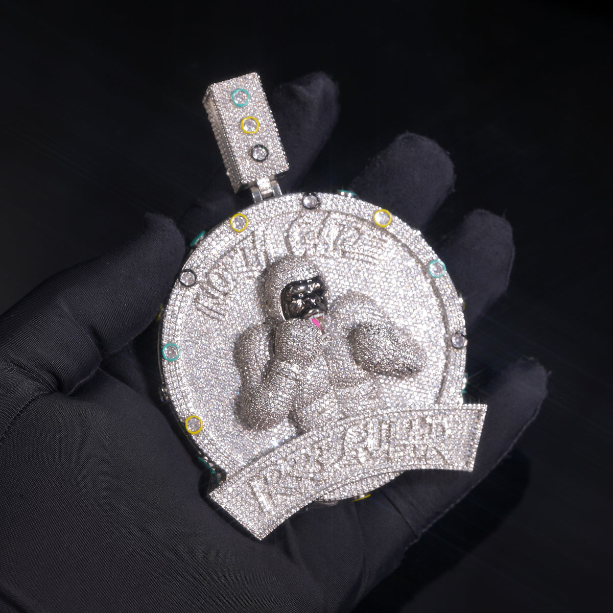 Trendy Heavy Gorilla Boxer Large Men Pendant, Fully Iced Out CZ, Real Gold Electroplated Hip Hop Statement Jewelry