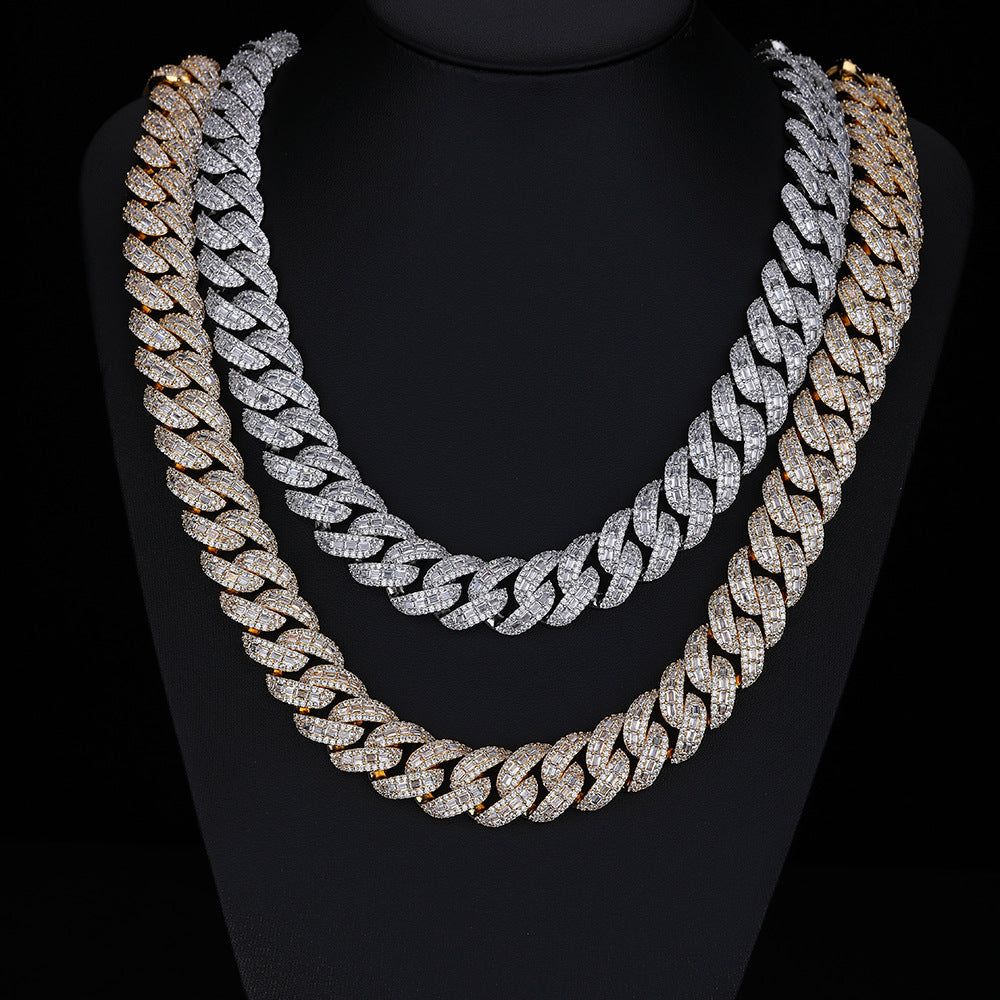 20mm Stacked Princess Cut Bubble Cuban Chain | New Luxury Iced Out Hip Hop Necklace