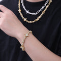 9mm Fully Paved Zircon Beaded Chain, Four Pointed Star Hip Hop Fashion Necklace for Men Wome