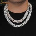Top Luxury 15mm Two-tone Fully Iced Infinite Flower Cuban Link Chain, Hip Hop Men Necklace