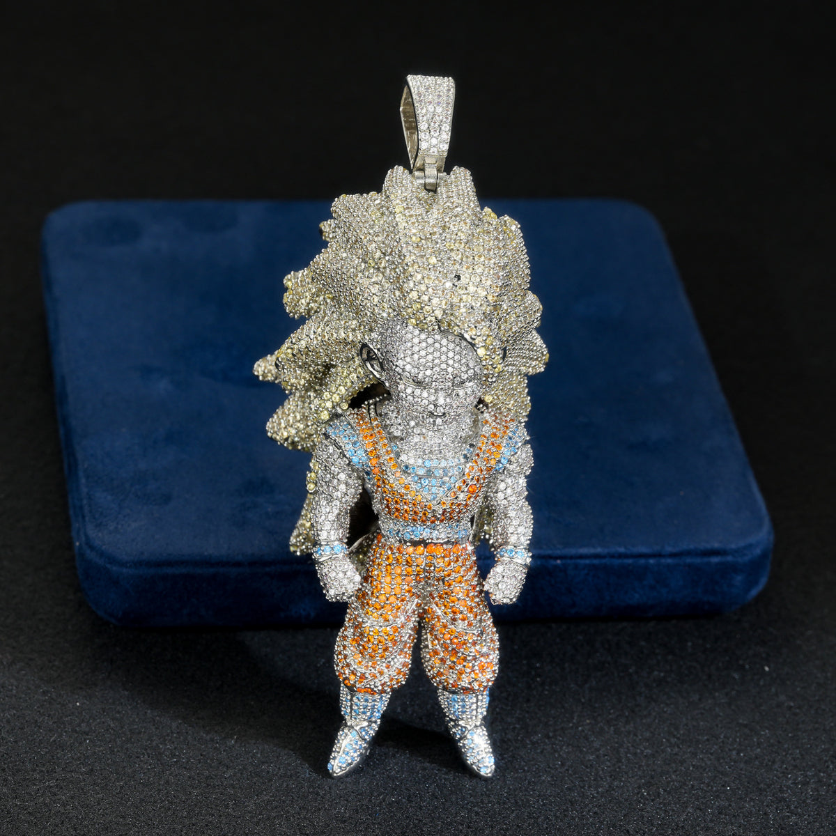 Premium Luxury Super Saiyan Large Heavy Pendant Necklace, Fully Iced Out Moissanite, Rare Collectible Hip Hop Jewelry