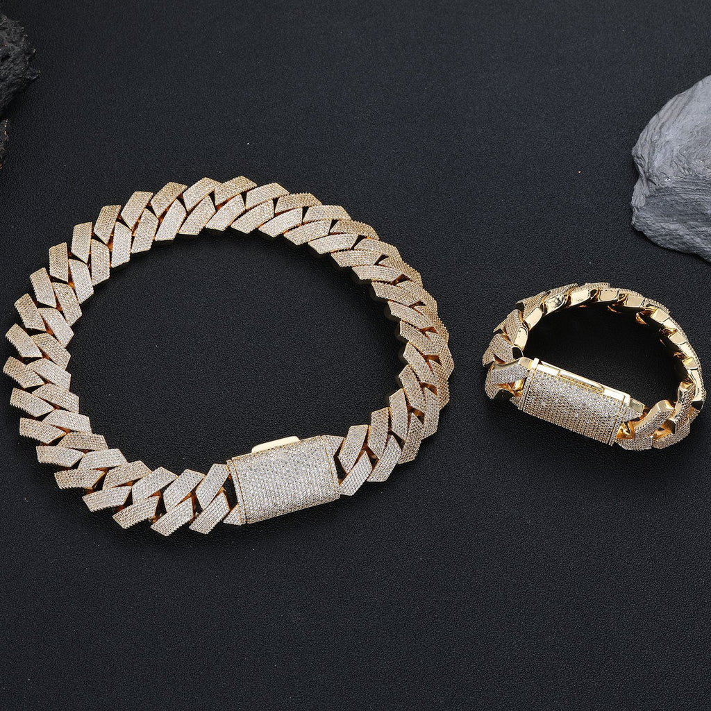 Luxury 25mm 6-Row Iced Cuban Chain | Gold & White Gold Plated