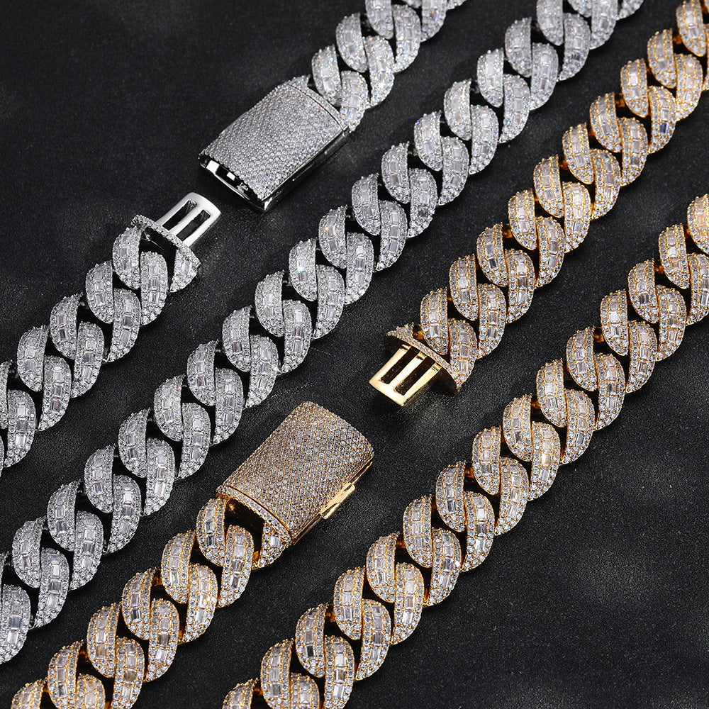 20mm Stacked Princess Cut Bubble Cuban Chain | New Luxury Iced Out Hip Hop Necklace