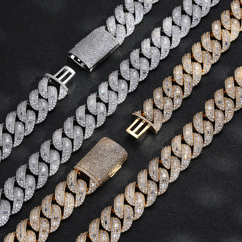 20mm Stacked Princess Cut Bubble Cuban Chain | New Luxury Iced Out Hip Hop Necklace