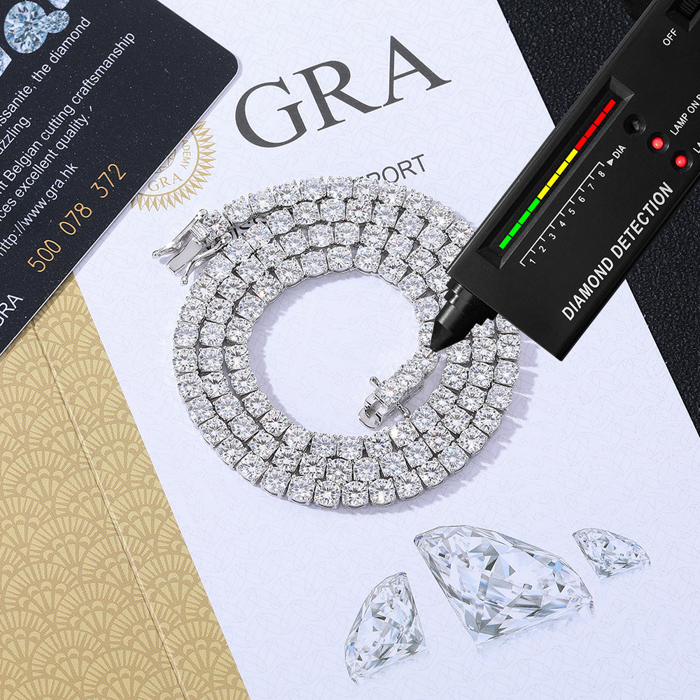 Premium 6mm S925 Silver Moissanite Single Row Tennis Chain | Necklace & Bracelet