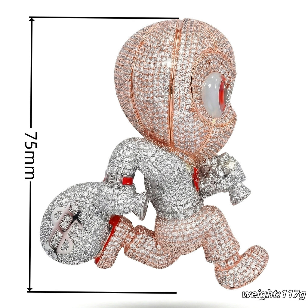 Pavé Money Bag Man Pendan