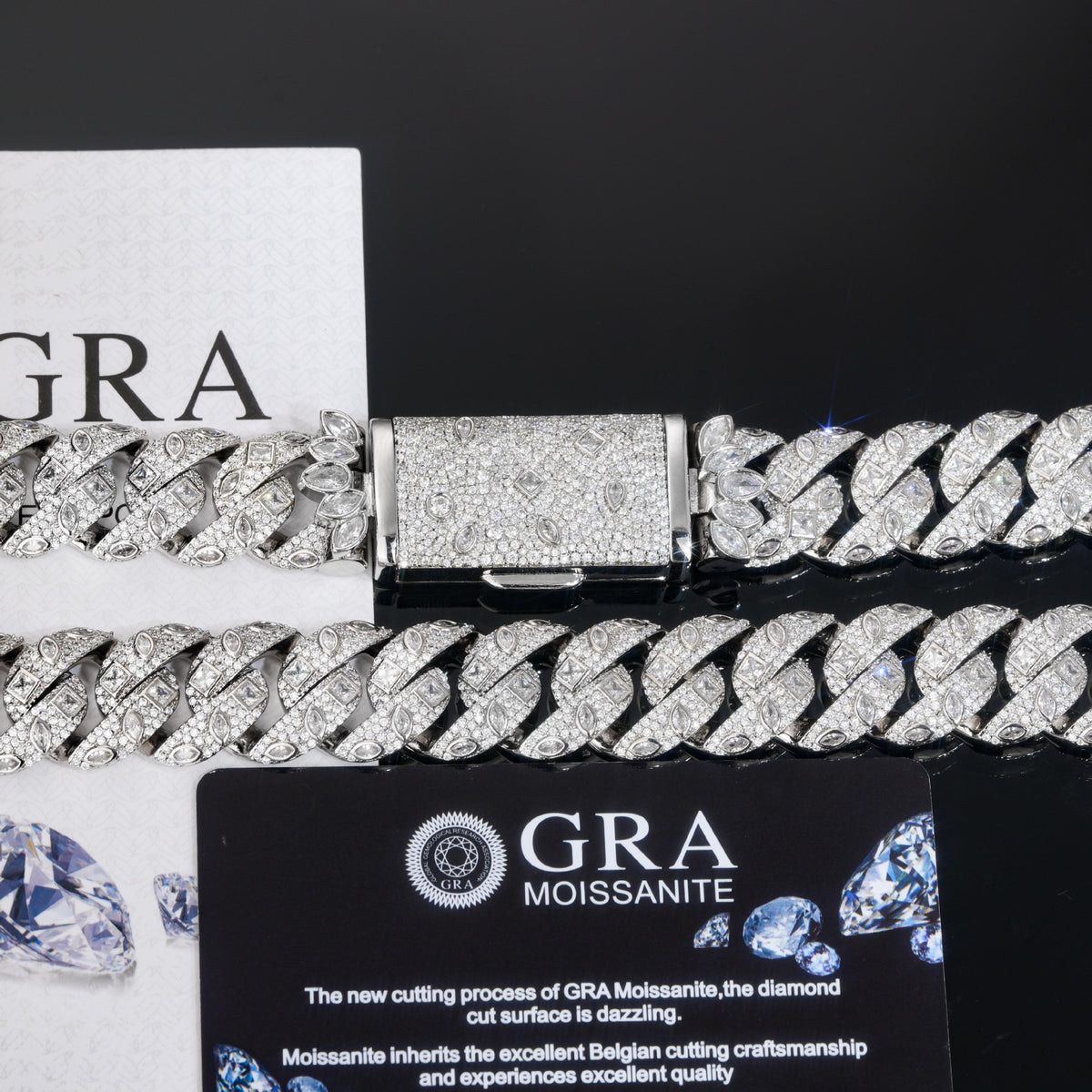 18mm Premium Moissanite Iced Out Cuban Chain | Top Tier White Gold Plated Coppe