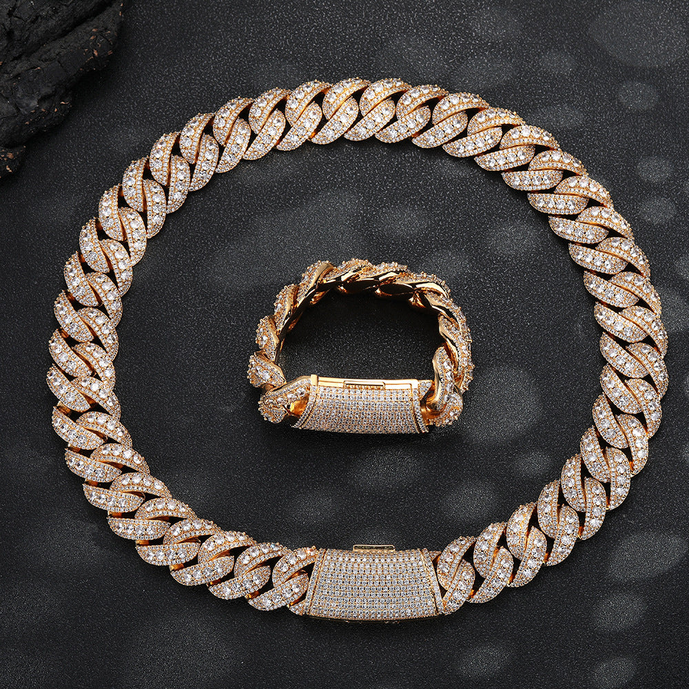 25mm Iced Bubble Cuban Chain Set | Premium Hip Hop Necklace & Bracelet for Men