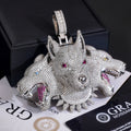 Luxury Trendy Large Heavy Cerberus Pendant Necklace, Fully Iced Out Moissanite, Real Gold Electroplated Hip Hop Jewelry