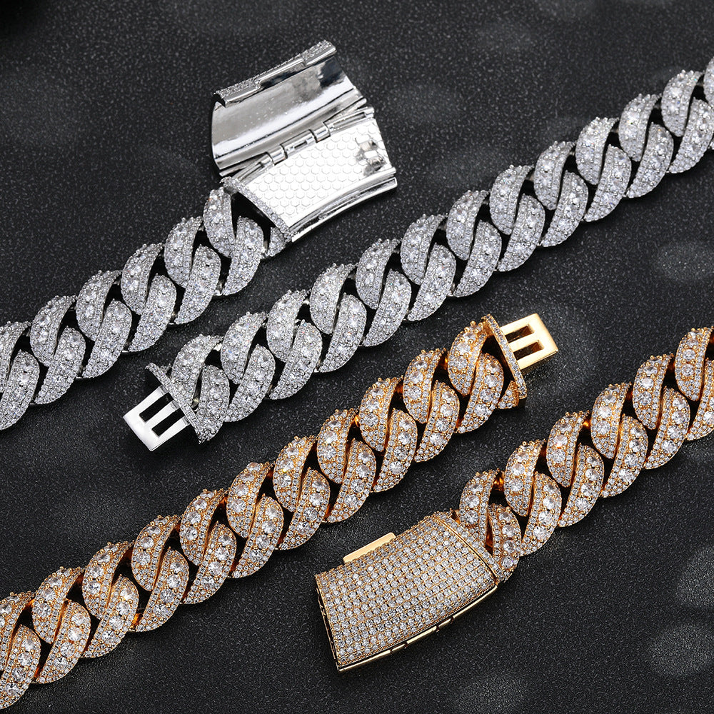 25mm Iced Bubble Cuban Chain Set | Premium Hip Hop Necklace & Bracelet for Men