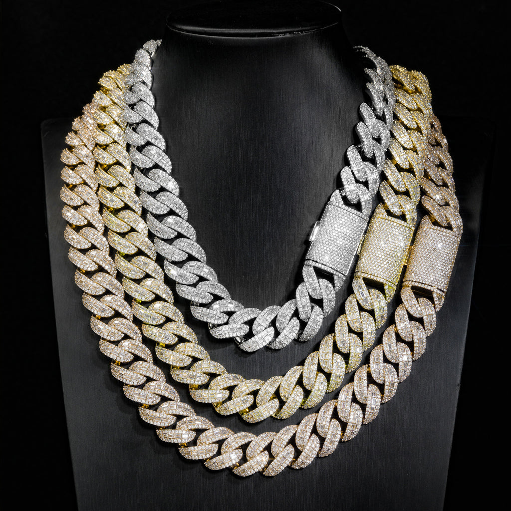 20mm Stacked Princess Cut Bubble Cuban Chain | New Luxury Iced Out Hip Hop Necklace