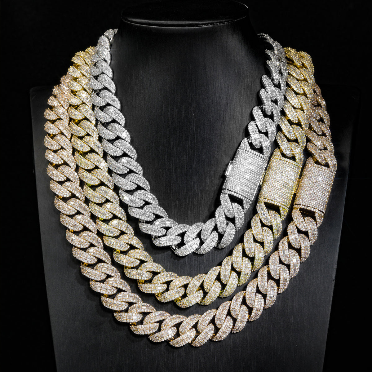 20mm Stacked Princess Cut Bubble Cuban Chain | New Luxury Iced Out Hip Hop Necklace