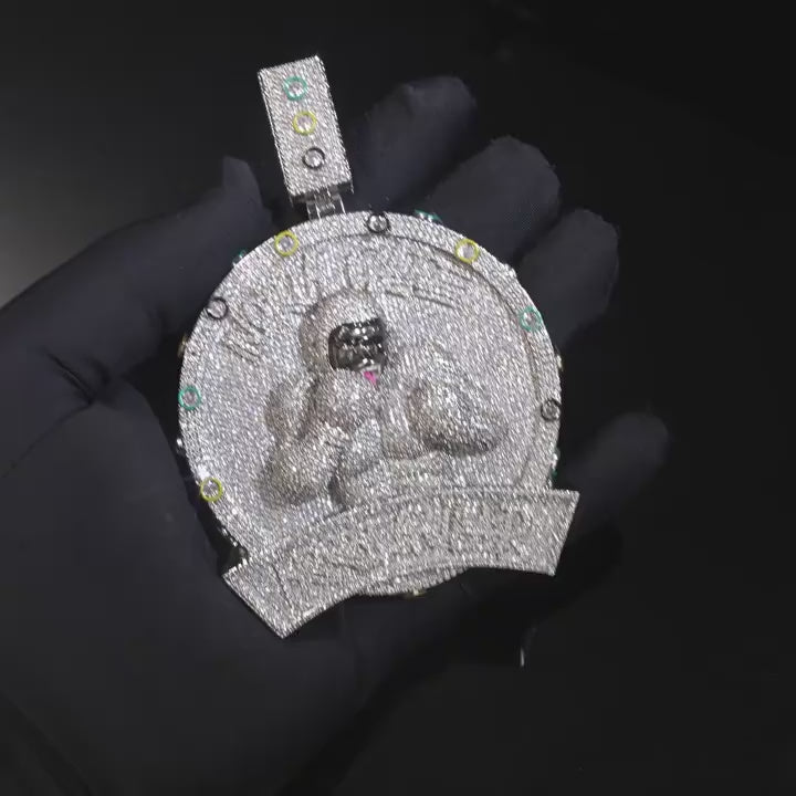 Trendy Heavy Gorilla Boxer Large Men Pendant, Fully Iced Out CZ, Real Gold Electroplated Hip Hop Statement Jewelry