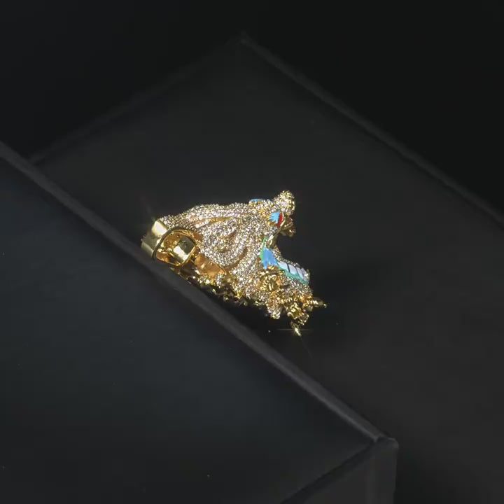 Bold Chinese Zodiac Dragon Fully Iced Out Moissanite Pendant, Street Rap Trendy Hip Hop Jewelry, Real Gold Electroplated